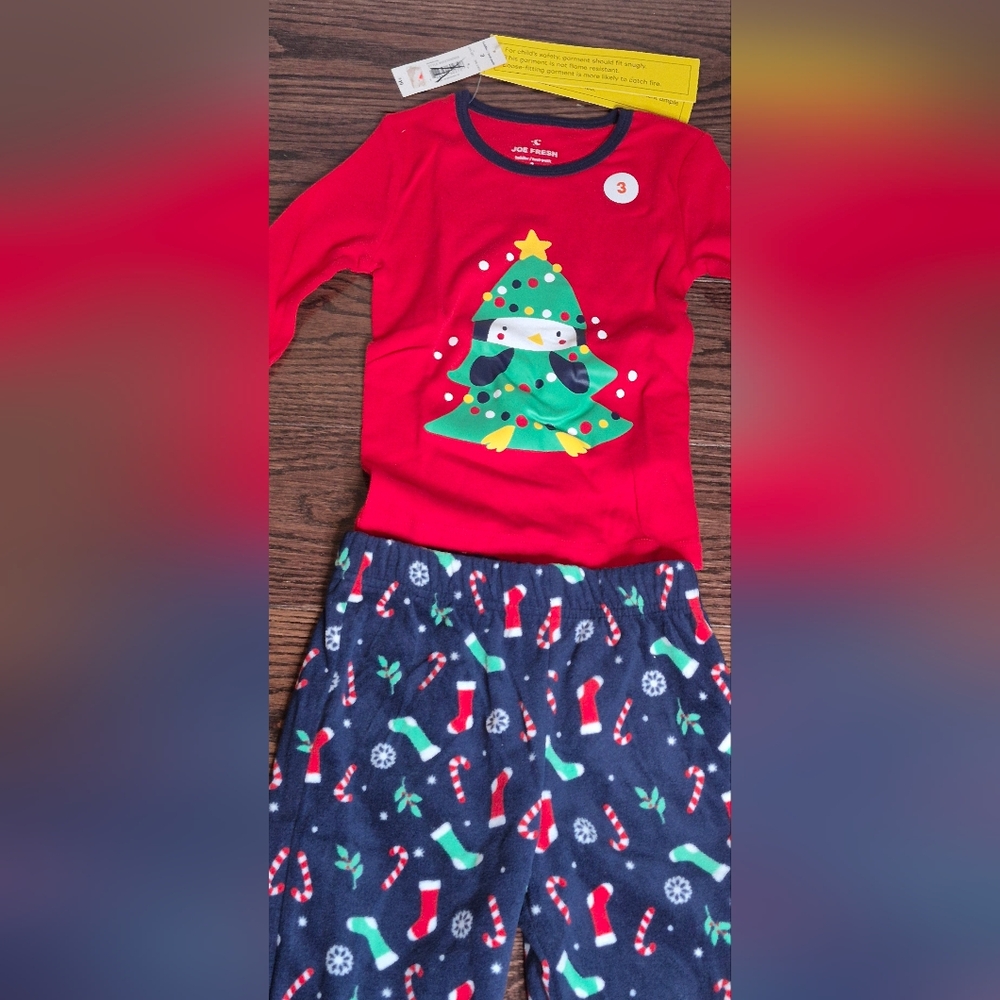 Joe Fresh Red and Blue Kids Christmas Pajama Set